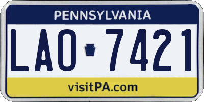PA license plate LAO7421