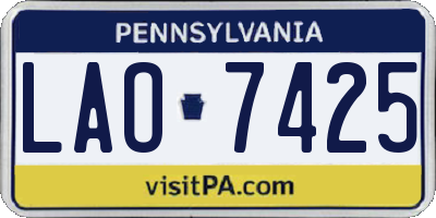 PA license plate LAO7425