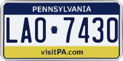 PA license plate LAO7430