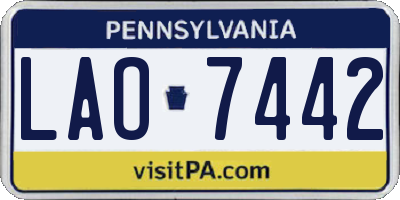 PA license plate LAO7442