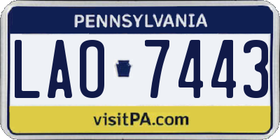 PA license plate LAO7443