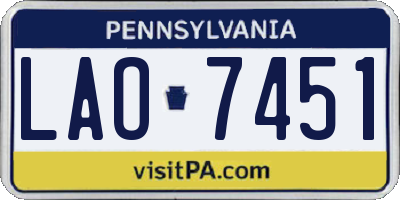 PA license plate LAO7451
