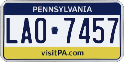 PA license plate LAO7457