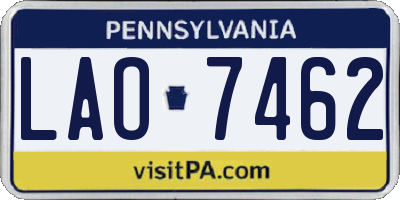 PA license plate LAO7462