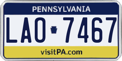 PA license plate LAO7467