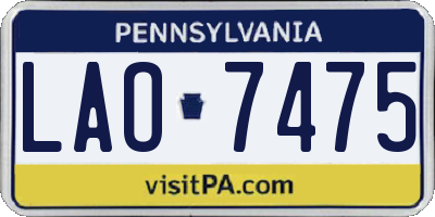 PA license plate LAO7475