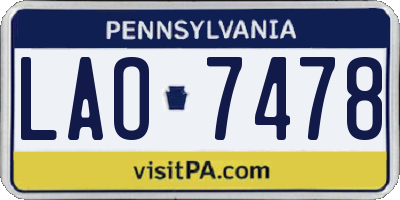 PA license plate LAO7478