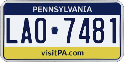 PA license plate LAO7481