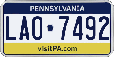 PA license plate LAO7492