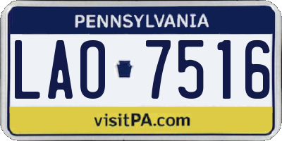 PA license plate LAO7516