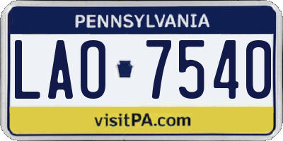 PA license plate LAO7540
