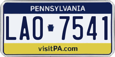 PA license plate LAO7541