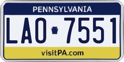 PA license plate LAO7551