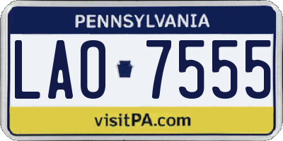 PA license plate LAO7555