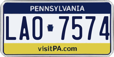 PA license plate LAO7574