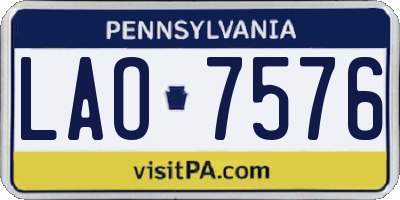 PA license plate LAO7576