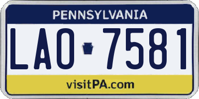 PA license plate LAO7581