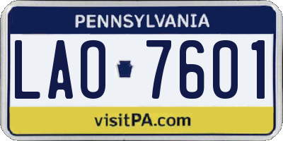 PA license plate LAO7601