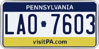 PA license plate LAO7603