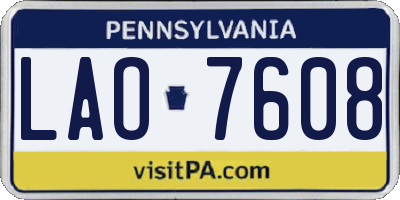 PA license plate LAO7608