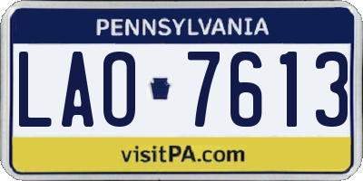 PA license plate LAO7613