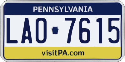 PA license plate LAO7615