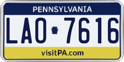 PA license plate LAO7616