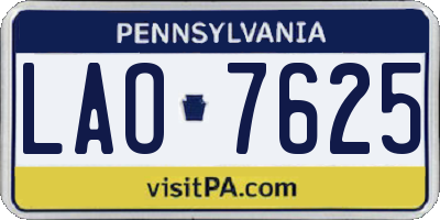 PA license plate LAO7625
