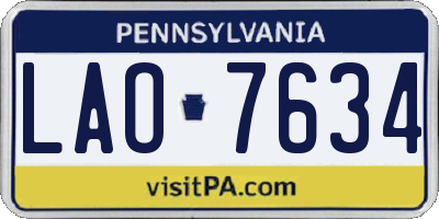 PA license plate LAO7634