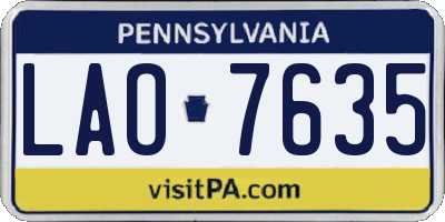 PA license plate LAO7635