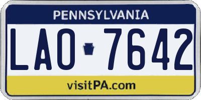 PA license plate LAO7642