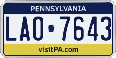 PA license plate LAO7643