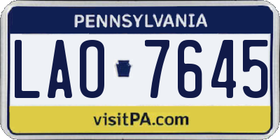 PA license plate LAO7645