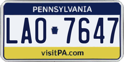 PA license plate LAO7647