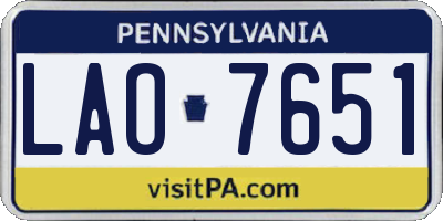 PA license plate LAO7651