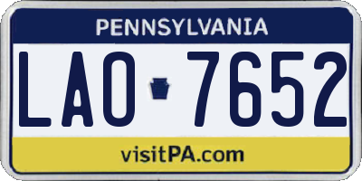 PA license plate LAO7652