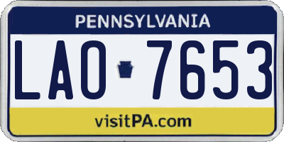 PA license plate LAO7653