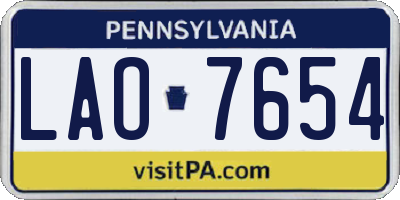 PA license plate LAO7654