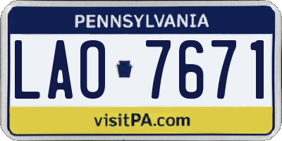 PA license plate LAO7671