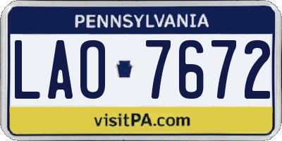 PA license plate LAO7672