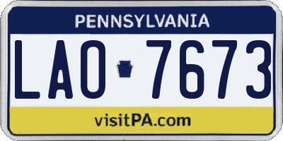 PA license plate LAO7673