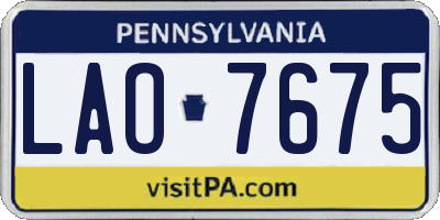 PA license plate LAO7675