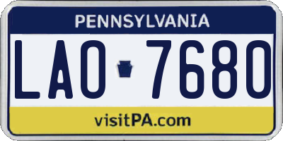 PA license plate LAO7680