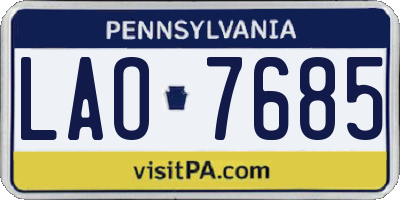 PA license plate LAO7685