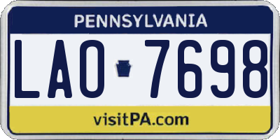 PA license plate LAO7698