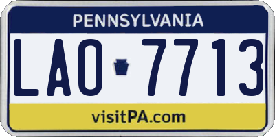 PA license plate LAO7713