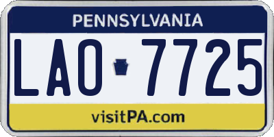 PA license plate LAO7725