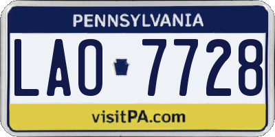 PA license plate LAO7728