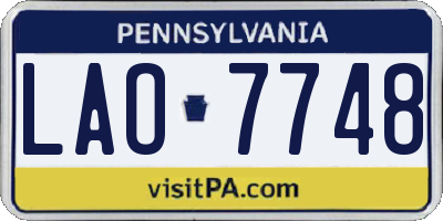 PA license plate LAO7748