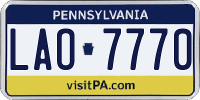 PA license plate LAO7770